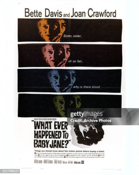 Bette Davis and Joan Crawford movie art for the film 'What Ever Happened To Baby Jane?', 1962.