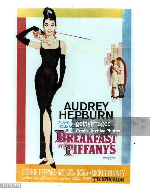 Audrey Hepburn in movie art for the film 'Breakfast At Tiffany's', 1961.