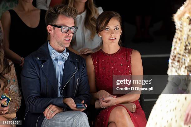 Minka Kelly and Brad Goreski attend the Jenny Packham 2013 Mercedes-Benz Fashion Week Show at The Studio Lincoln Center on September 11, 2012 in New...