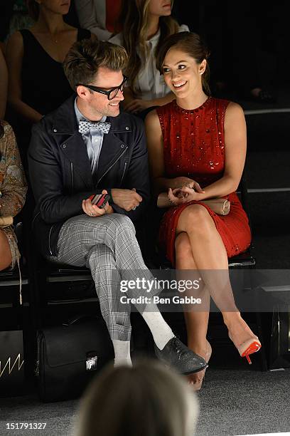 Brad Goreski and Minka Kelly attend the Jenny Packham show during Spring 2013 Mercedes-Benz Fashion Week at The Studio Lincoln Center on September...