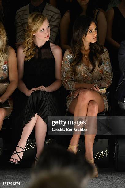 Madisen Beaty and Jordana Brewster attend the Jenny Packham show during Spring 2013 Mercedes-Benz Fashion Week at The Studio Lincoln Center on...