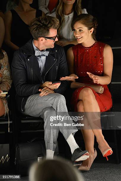 Brad Goreski and Minka Kelly attend the Jenny Packham show during Spring 2013 Mercedes-Benz Fashion Week at The Studio Lincoln Center on September...