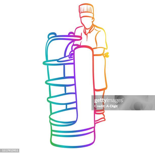loading robot server rainbow - waitress working stock illustrations