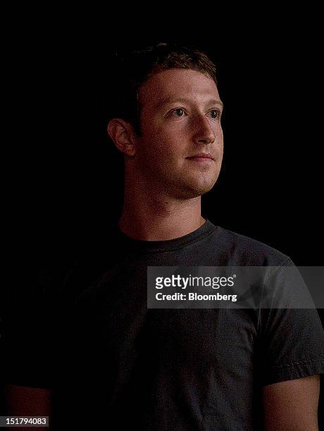 Mark Zuckerberg, chief executive officer and founder of Facebook Inc., waits backstage before speaking during TechCrunch Disrupt SF 2012 in San...