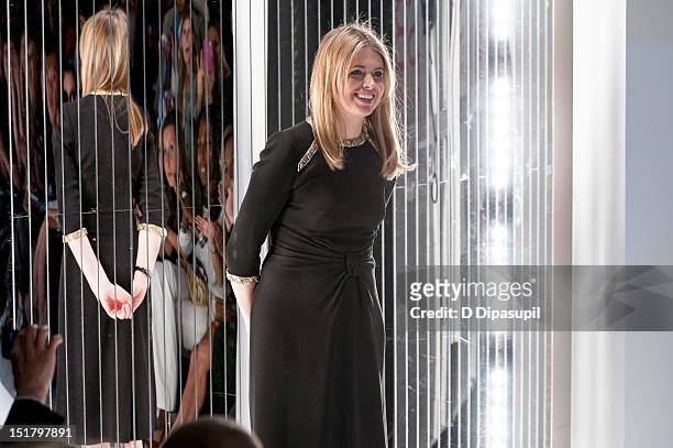 Designer Jenny Packham attends the Jenny Packham 2013 Mercedes-Benz Fashion Week Show at The Studio Lincoln Center on September 11, 2012 in New York...