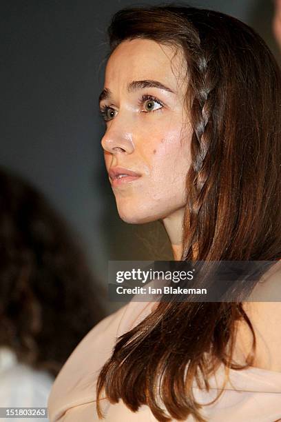 Actress Arta Dobroshi on stage at the "Three Worlds" Premiere during the 2012 Toronto International Film Festival at the Scotiabank Theatre on...