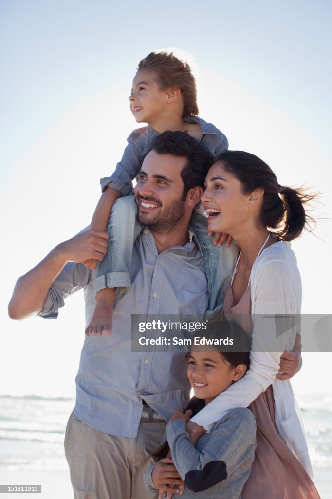 Smiling family on beach