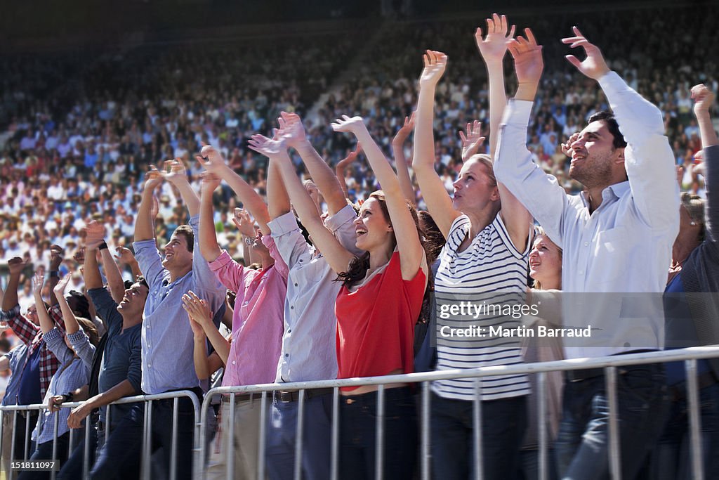 Cheering crowd in stadium