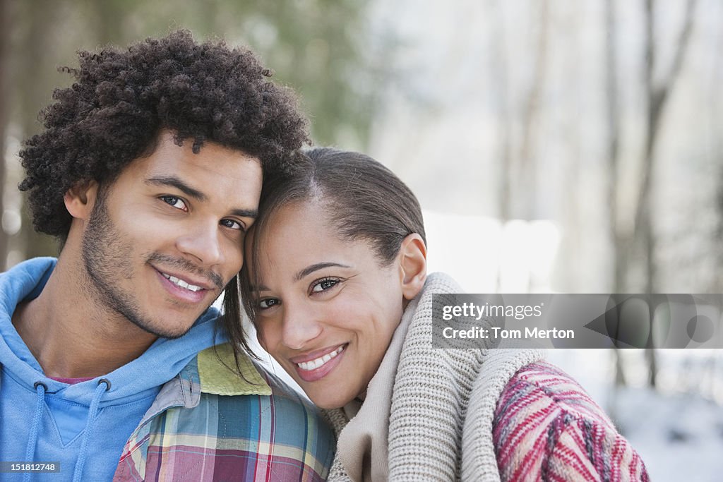 Close up portrait of couple outdoors