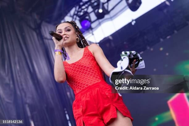 Felinna Vallejo of Las Ninyas del Corro performs on stage during Cruilla Festival 2023 at Parc del Forum on July 05, 2023 in Barcelona, Spain.