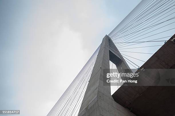 cable stayed bridge - architecture detail stock pictures, royalty-free photos & images