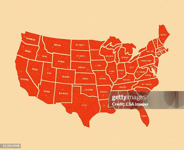 illustrazioni stock, clip art, cartoni animati e icone di tendenza di map of the united states - carta geografica