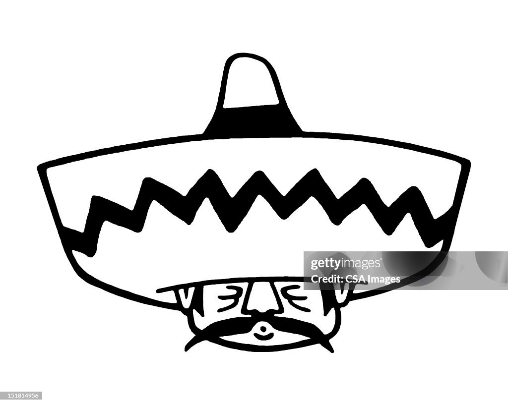 Man Wearing Giant Sombrero