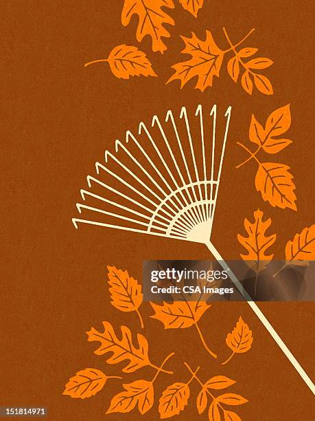 rake and fall leaves - raking leaves stock illustrations