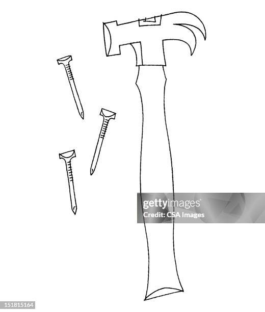 hammer and nails - nail stock illustrations