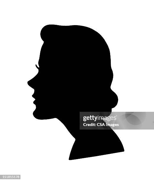 silhouette of woman - woman face silhouette stock illustrations