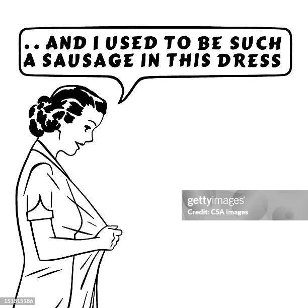 sausage dress woman - text stock illustrations