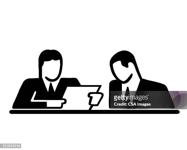 two men sitting - business stock illustrations