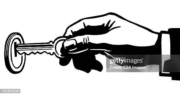 lock, key and hand - grabbing keys stock illustrations