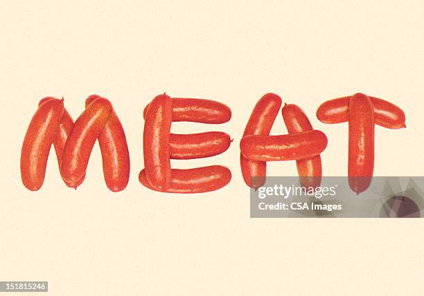 meat made of sausages - fleisch stock-grafiken, -clipart, -cartoons und -symbole