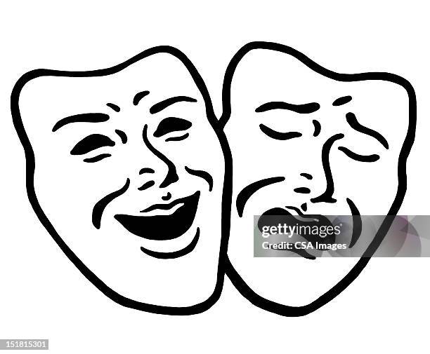 comedy and tragedy masks - theater masks stock illustrations