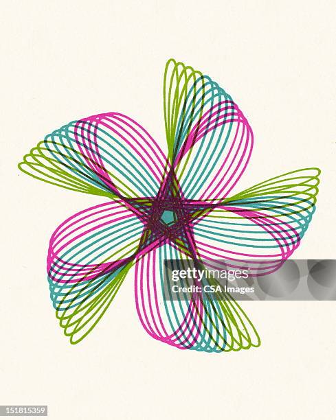 multicolor pinwheel line drawing - spirograph stock illustrations