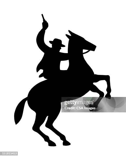 silhouette of cowboy on horse - buck stock illustrations