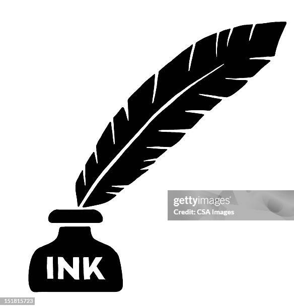 ink and quill pen - author logo stock illustrations