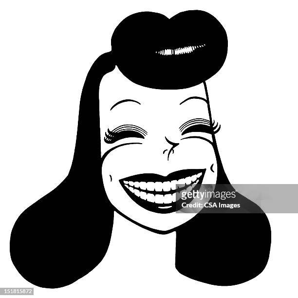woman smiling wide - laughing stock illustrations