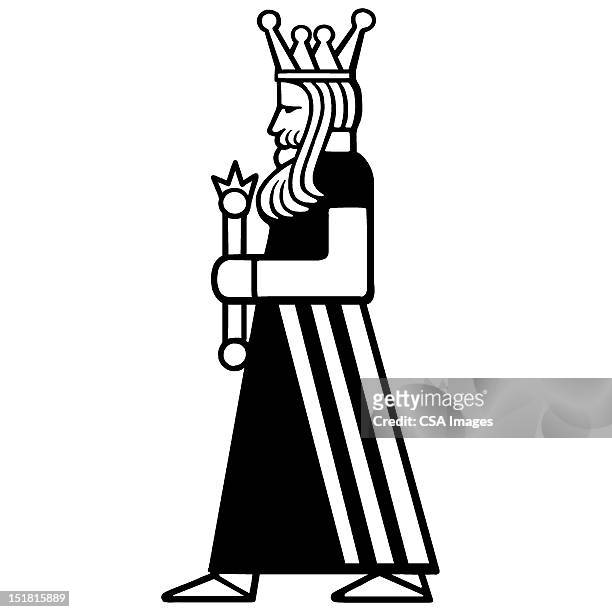 king holding spetre - striding stock illustrations