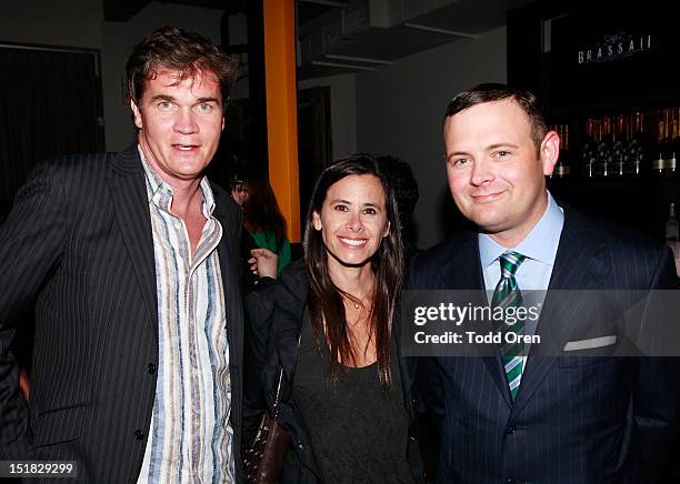Clark Peterson , Christopher Woodrow and guest attend the Worldview Entertainment Cocktail Party and Dinner at Brassaii Restaurant and Lounge during...