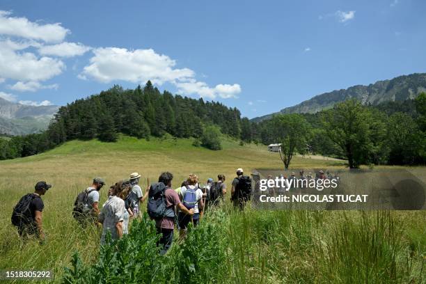 Volunteers take part in a search operation for two-and-a-half-year-old Emile who is reported missing for two days, on July 10, 2023 in the French...