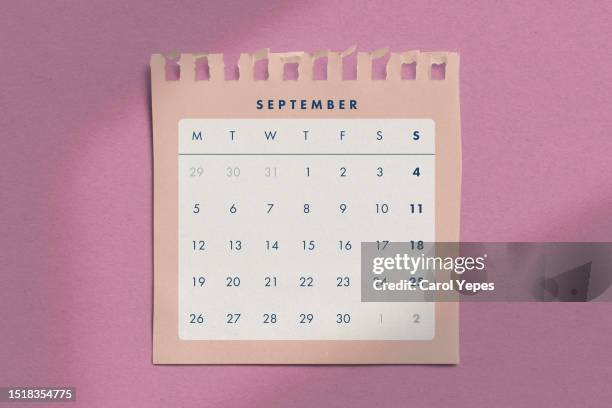 top view september calendar - sept bildbanksfoton och bilder