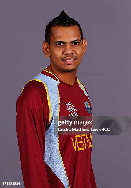 Sunil Narine of the West Indies pictured during a West Indies Portrait Session ahead of the ICC T20 World Cup at the Taj Samudra on September 12,...