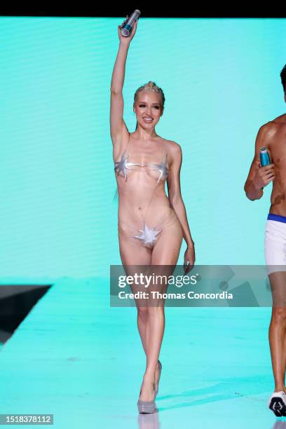 Model walks the runway at Ema Savahi at Miami Swim Week - The Shows at SLS South Beach on July 05, 2023 in Miami Beach, Florida.