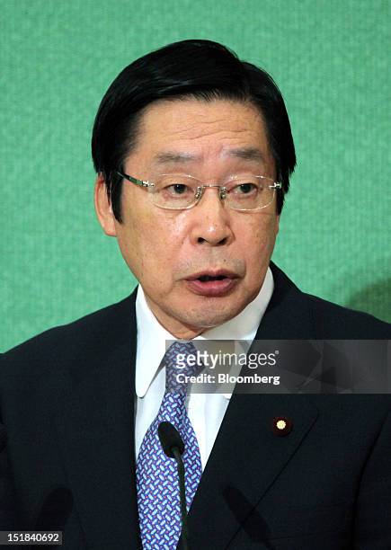 Michihiko Kano, Japan's former agriculture, forestry and fisheries minister, speaks during a debate with other candidates for leader of the...