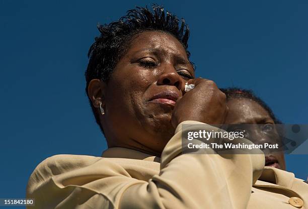 Pentagon survivors Linda P. Irving, left, and Aline V. Tyler, of Tacoma Park, Maryland, attend a private ceremony on the 11th anniversary of the 9/11...