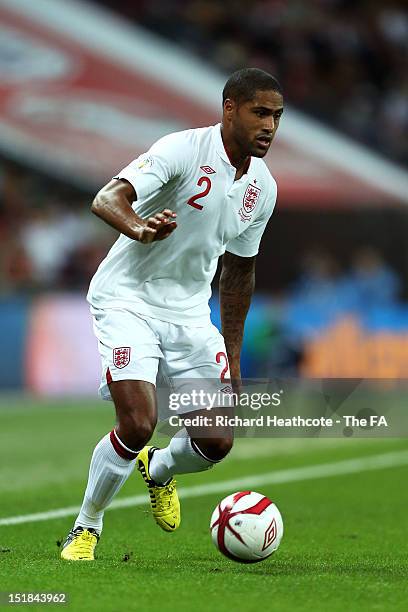 Glen Johnson of England in action during the FIFA 2014 World Cup qualifier group H match between England and Ukraine at Wembley Stadium on September...