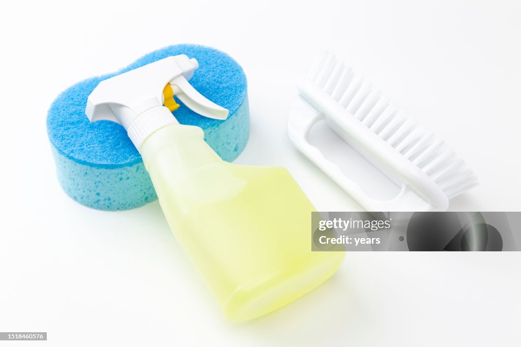 Bathroom Cleaning Tools On White Background High-Res Stock Photo - Getty  Images