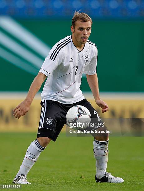 Tony Jantschke of Germany runs with the ball during the Under 21-Euro qualifier match between Germany U21 and Belarus U21 at DKB Arena on September...