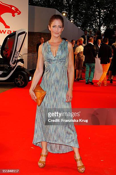 Yvonne Burbach attends the red carpet for the New Faces Award Fashion 2012 at Rheinterrasse on July 28, 2012 in Duesseldorf, Germany.