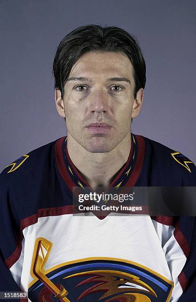 Uwe Krupp of the Atlanta Thrashers poses for a portrait on September 1, 2002 at Philips Arena in Atlanta, Georgia.