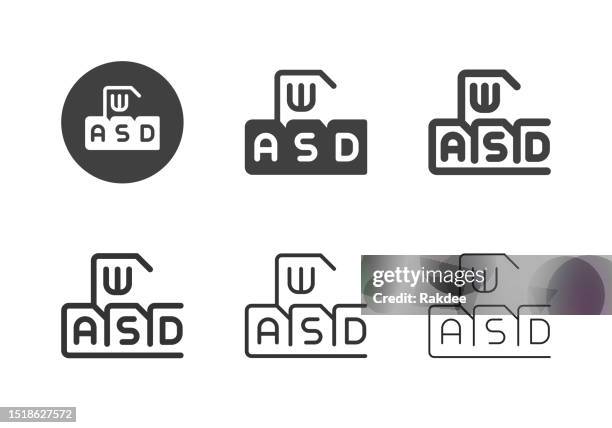 wasd keys game control icons - multi series - plug and play store stock illustrations