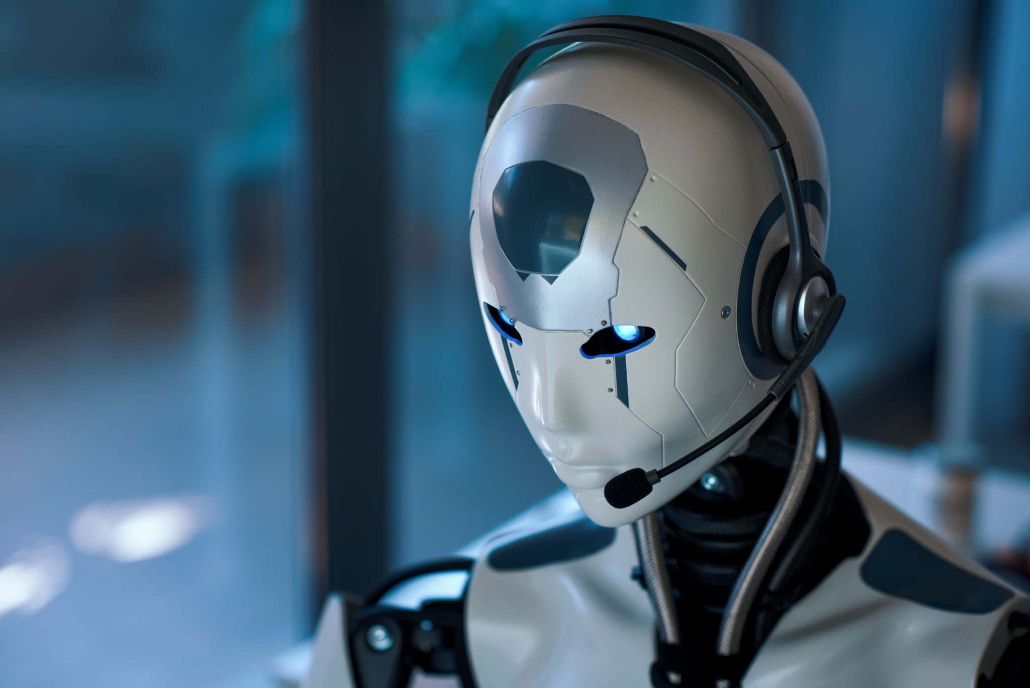 AI robot working in the office AI robot working in the office