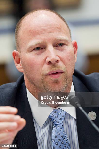 Paul Rinaldi, president of the National Air Traffic Controllers Association , speaks during a House Subcommittee on Aviation hearing in Washington,...