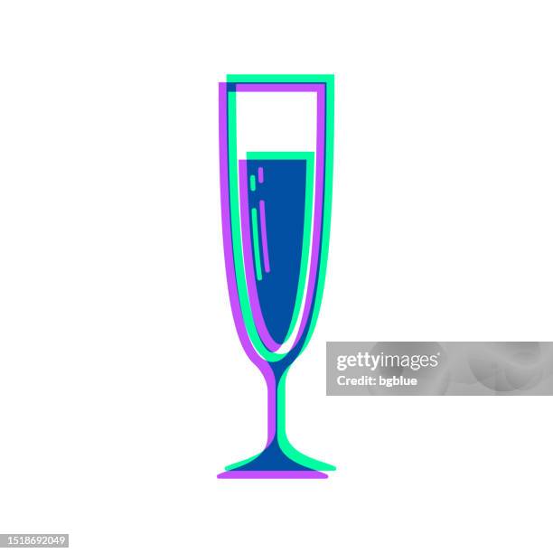 glass of champagne. icon with two color overlay on white background - champagne flute transparent background stock illustrations
