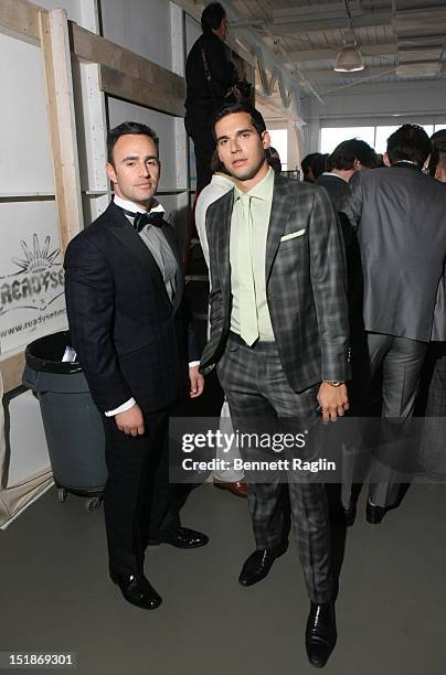 General view of models backstage at the Best Of British Menswear during Nolcha Fashion Week Spring / Summer 2013 at Pier 59 Studios on September 12,...