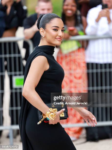 Amina Muaddi attends the Schiaparelli Haute couture Fall/Winter 2023/2024 show as part of Paris Fashion Week on July 03, 2023 in Paris, France.