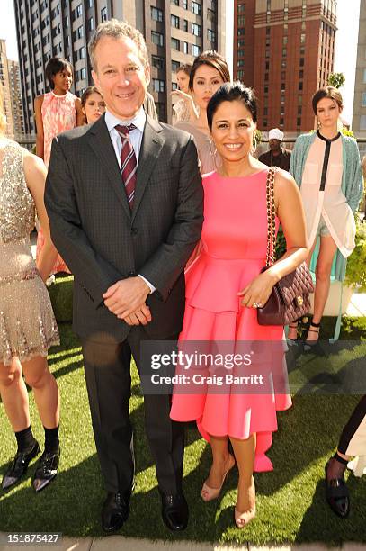 Mrinalini Kumari and guest attend the Renzo + Kai Spring 2013 fashion show presentation during Mercedes-Benz Fashion Week at Empire Hotel on...