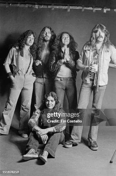 1st NOVEMBER: Rock band Deep Purple posed at Columbia rehearsal studios in Los Angeles, USA in November 1975 prior to the band's tour of Asia. Left...